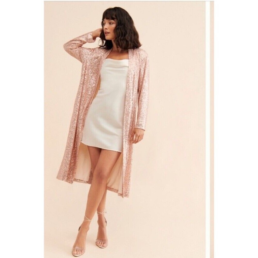 Anthropologie Mare Mare Sequin Duster in Rose , Dressy Formal Sz S